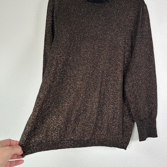 Chicos size 4 /XXL turtleneck pullover sweater metallic lurex black gold - Picture 6 of 12